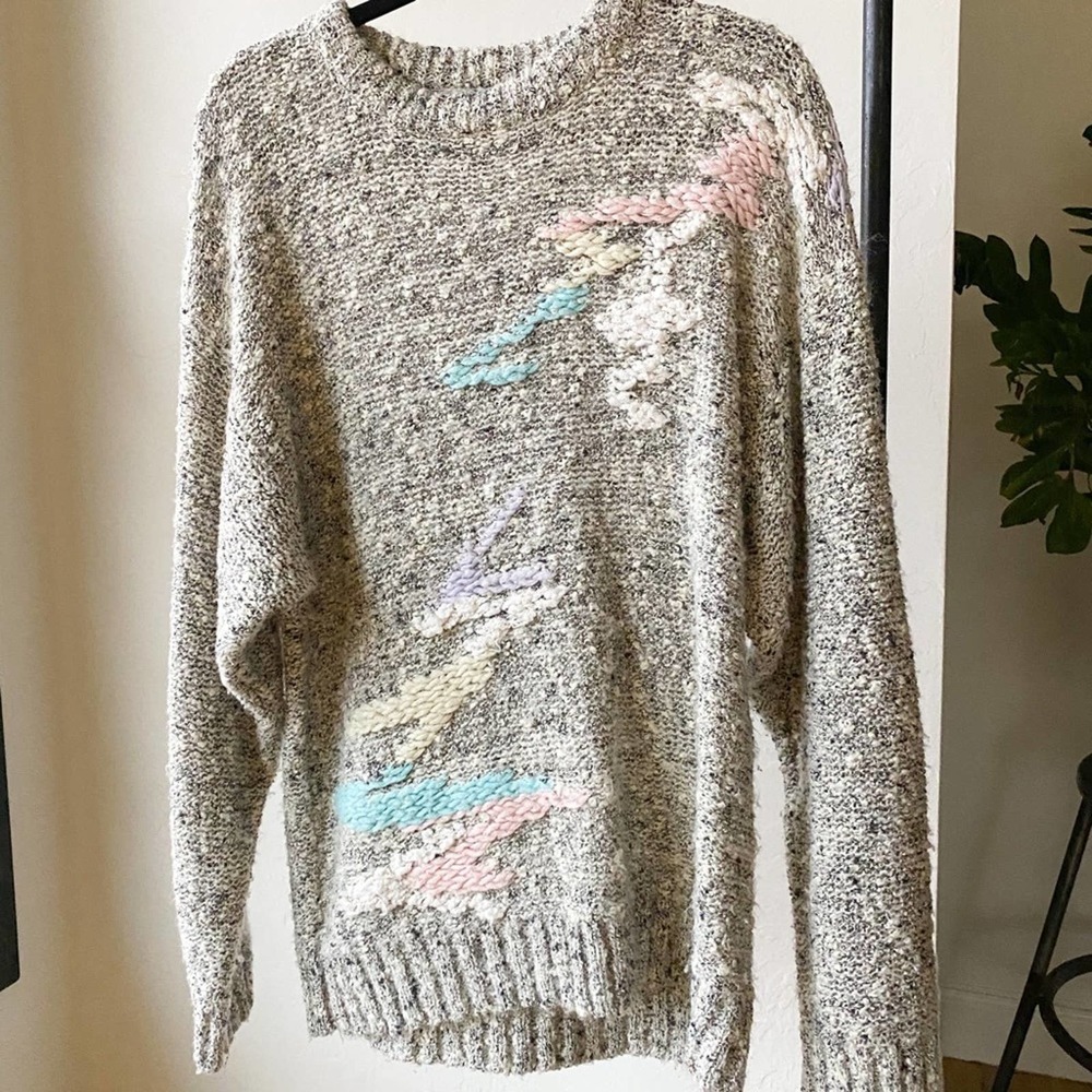 VINTAGE Index 90's Style Knit Grey Sweater sz M
